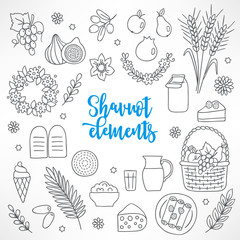 Hand drawn Shavuot design elements
