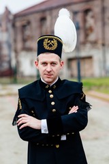 Working man foreman miner in gala parade uniform.