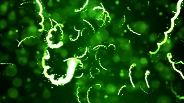 Bright Chaotic Shooting Particle Strokes Animation - Loop Green