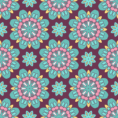 Abstract stylized floral seamless pattern. Hand drawn vector illustration