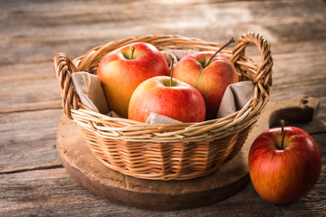 Apple on wooden background