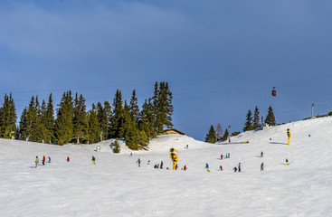 Skier skiing on Seefeld Ski Resort in winter