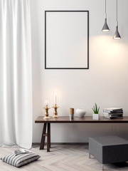 Mockup Poster in the interior, 3D illustration of a modern design