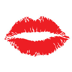 Red lips kiss silhouette vector