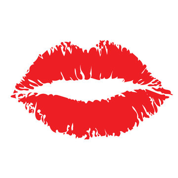 Red lips kiss silhouette vector