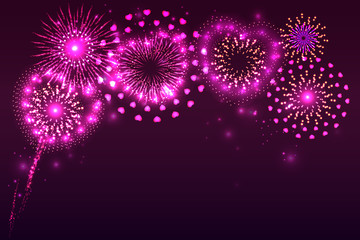 Valentine concept fireworks with space for text. illustration vector.