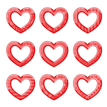 Funny hearts in red color