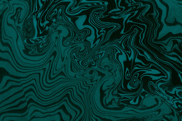 Suminagashi marble texture hand painted with teal ink. Digital paper 1576 performed in traditional japanese suminagashi floating ink technique. Majestic liquid abstract background.