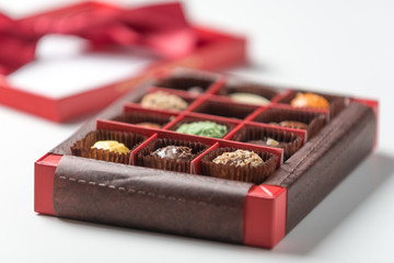 Assorted chocolates confectionery in their gift box