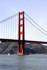 Golden gate bridge with boats