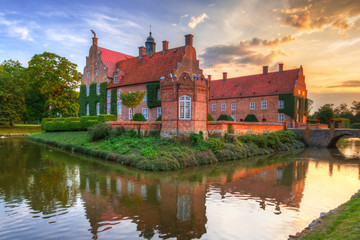 Architecture ot the Trolle-Ljungby Castle in southern Sweden at sunset