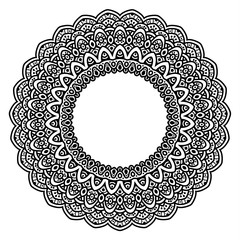 Black and white mandala vector isolated on white. Vector hand drawn circular decorative element.