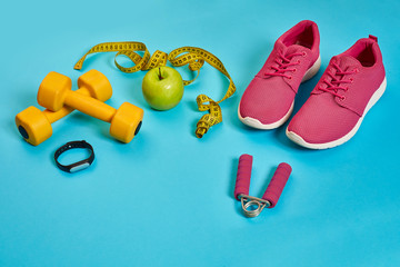 Sneakers, centimeter, green apple, weight loss, running, healthy