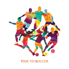Fototapeta na wymiar Football (soccer) colorful background. Vector illustration