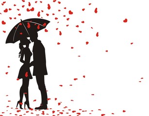 verliebtes Paar unter Regenschirm