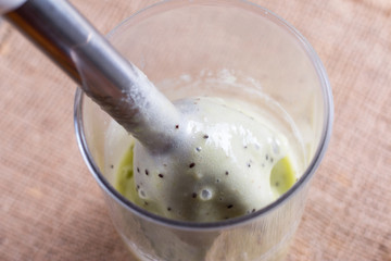 Fruit puree in a blender