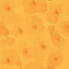 Delicate floral pattern. Orange silky watercolor seamless pattern. Optimal watercolor abstract background 210. Hand Painted Art Print. Flowers Repeating Pattern.
