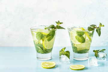 Mojito cocktail with lime and mint.