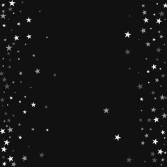 Random falling stars. Scattered frame with random falling stars on black background. Beautiful Vector illustration.