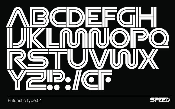 Futuristic sci-fi font. Modern geometric type