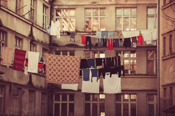 Laundry, garment, linen dry on air outdoor