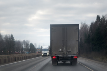 The truck on asphalt road