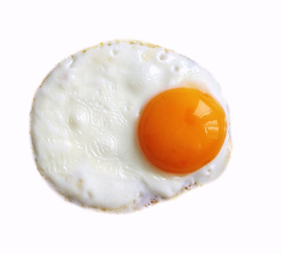 fried eggs isolated on white background, dairy product, expensive egg, protein concept