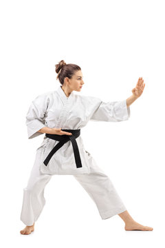 Karate girl doing a kata
