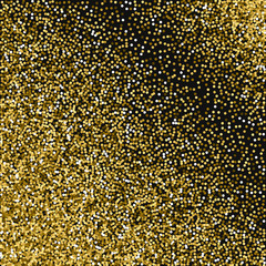 Round gold glitter. Abstract pattern with round gold glitter on black background. Mind-blowing Vector illustration.