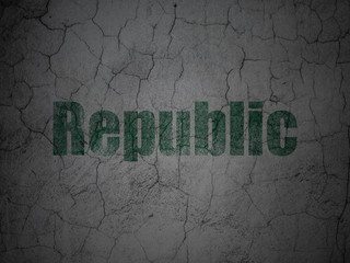 Politics concept: Green Republic on grunge textured concrete wall background