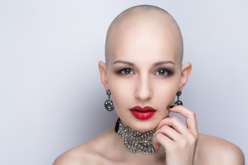 beauty bald woman