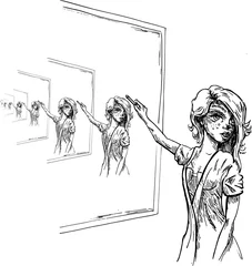 Foto auf Acrylglas Meisje tekent zichzelf in oneindig © emieldelange