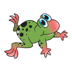 frog vector cartoon or mascot crawling with smile