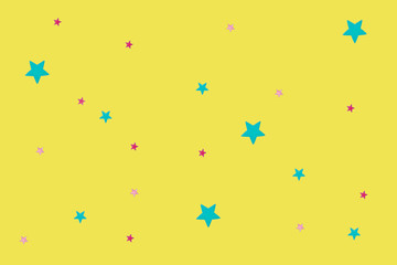 Different stars on a yellow background.