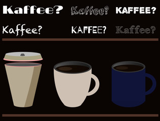 set of coffee, cups and mugs 