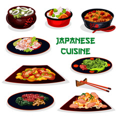 Japanese cuisine traditional dinner cartoon icon