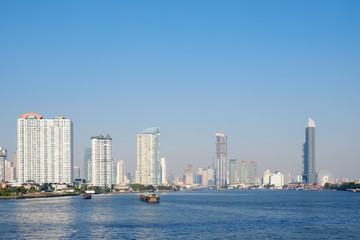 City / View of city and river, Bangkok, Thailand.