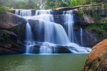 Tat-Huang waterfall, international waterfall in Huang river border of Thailand and Laos.