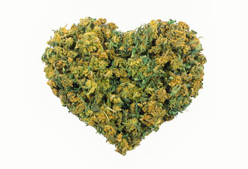 Fototapeta premium Kształt serca marihuany