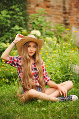 beautiful young girl with long hair