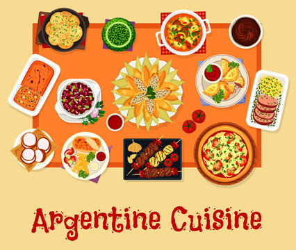Argentinian cuisine lunch icon, food design