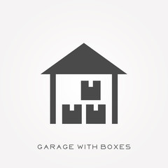 Silhouette icon garage with boxes - obrazy, fototapety, plakaty