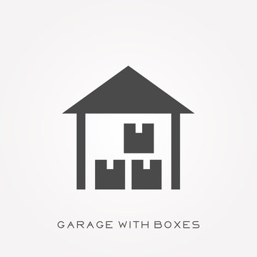 Silhouette icon garage with boxes