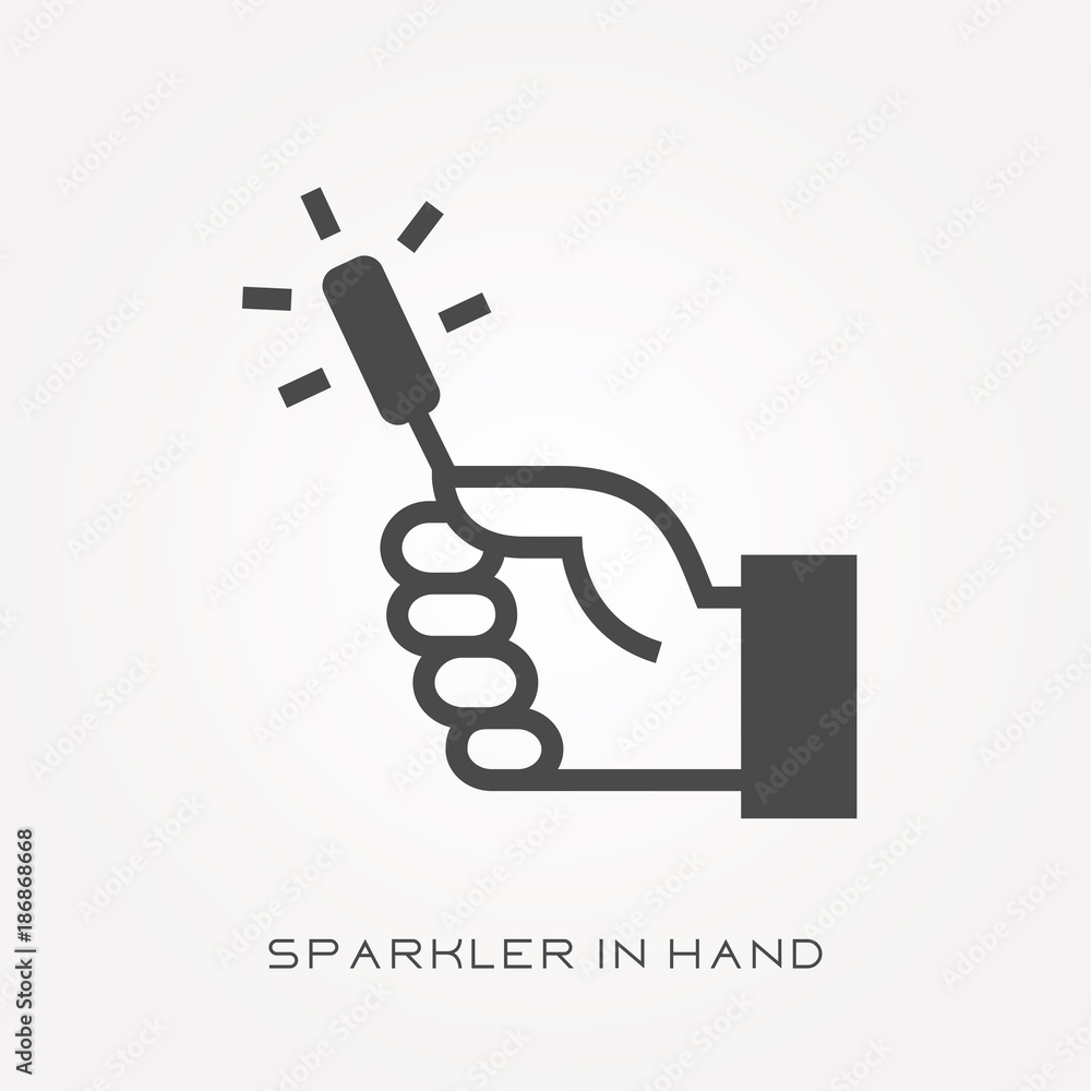 Wall mural Silhouette icon sparkler in hand