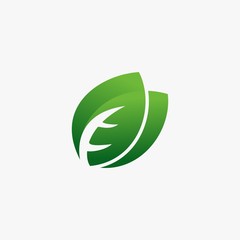 Obraz premium green leaf icon logo design