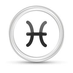 Weißer Button - Sternzeichen - Fisch