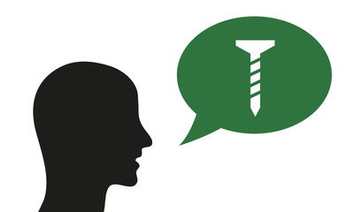 Person spricht von Schraube