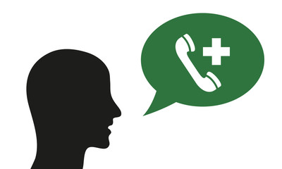 Person spricht von Notruf