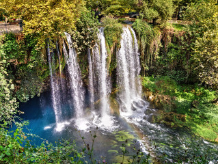 Fototapeta na wymiar Duden Waterfalls - A group of waterfalls in the province of Antalya, Turkey. The waterfalls, formed by the Duden River