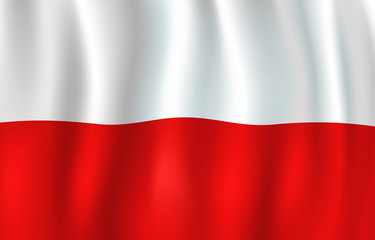 Vector 3D flag of Poland. Polish national symbol